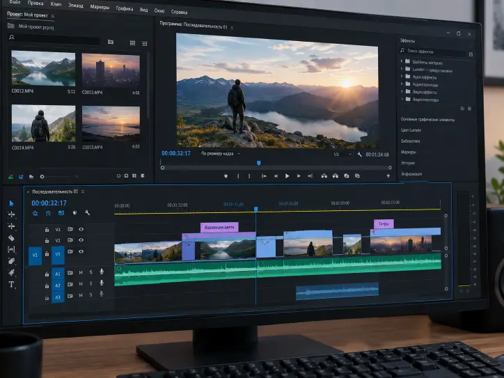 Монтаж видео и ретушь фотографий в Photoshop